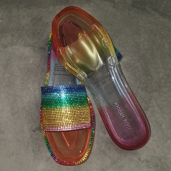 Rainbow Rhinestone Slide Sandals - Picture 3 of 7